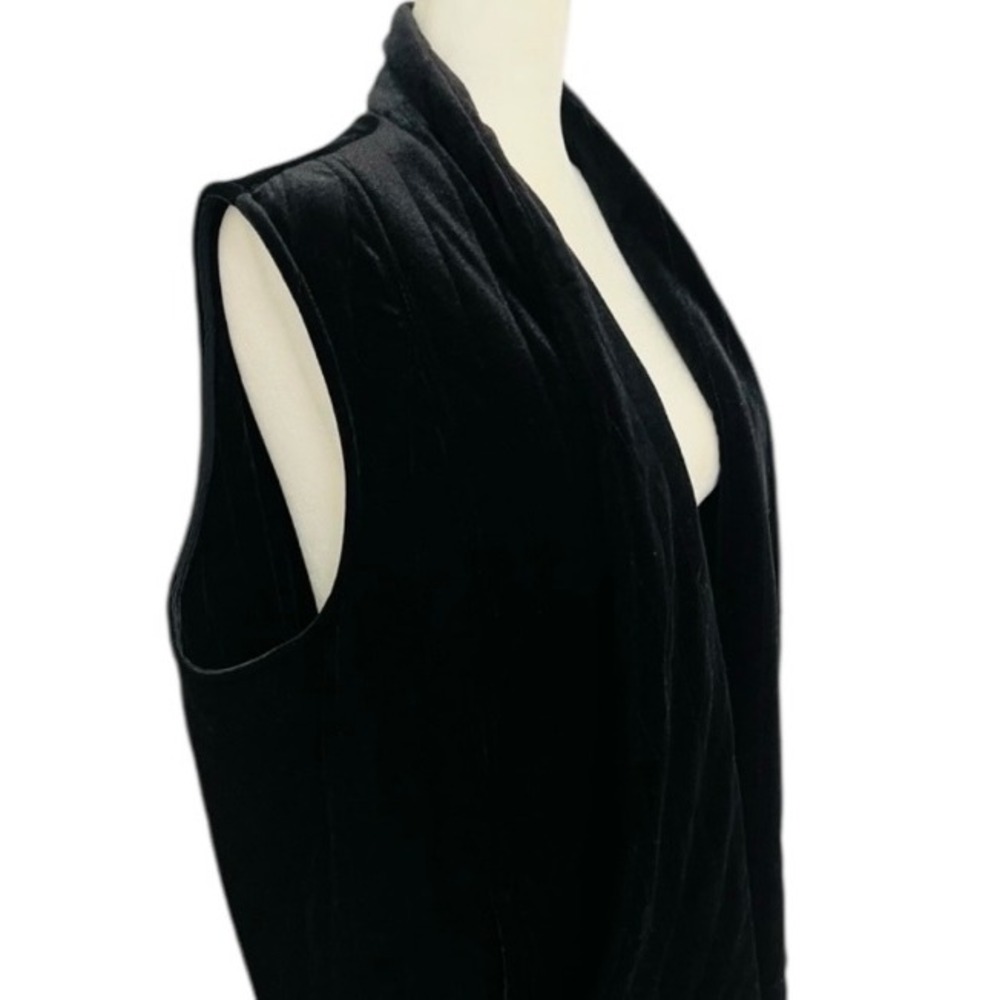WYNNE LAYERS Black XL Velvet Shawl Collar Sleeveless Vest Blazer‎ Womens - Picture 5 of 9